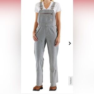 Carhartt Women's Double Front Railroad Stripe Overalls EUC